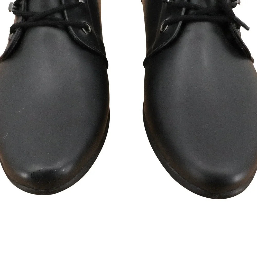 Loeffler Randall Black Lace Up Ankle Rain Boots Womens 7 Waterproof Rubber